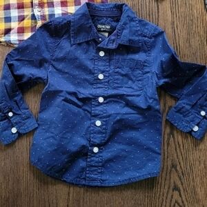 Oshkosh Bgosh Blue Polka Dot Long Sleeve Casual Button Down Shirt Size Boy's 2T